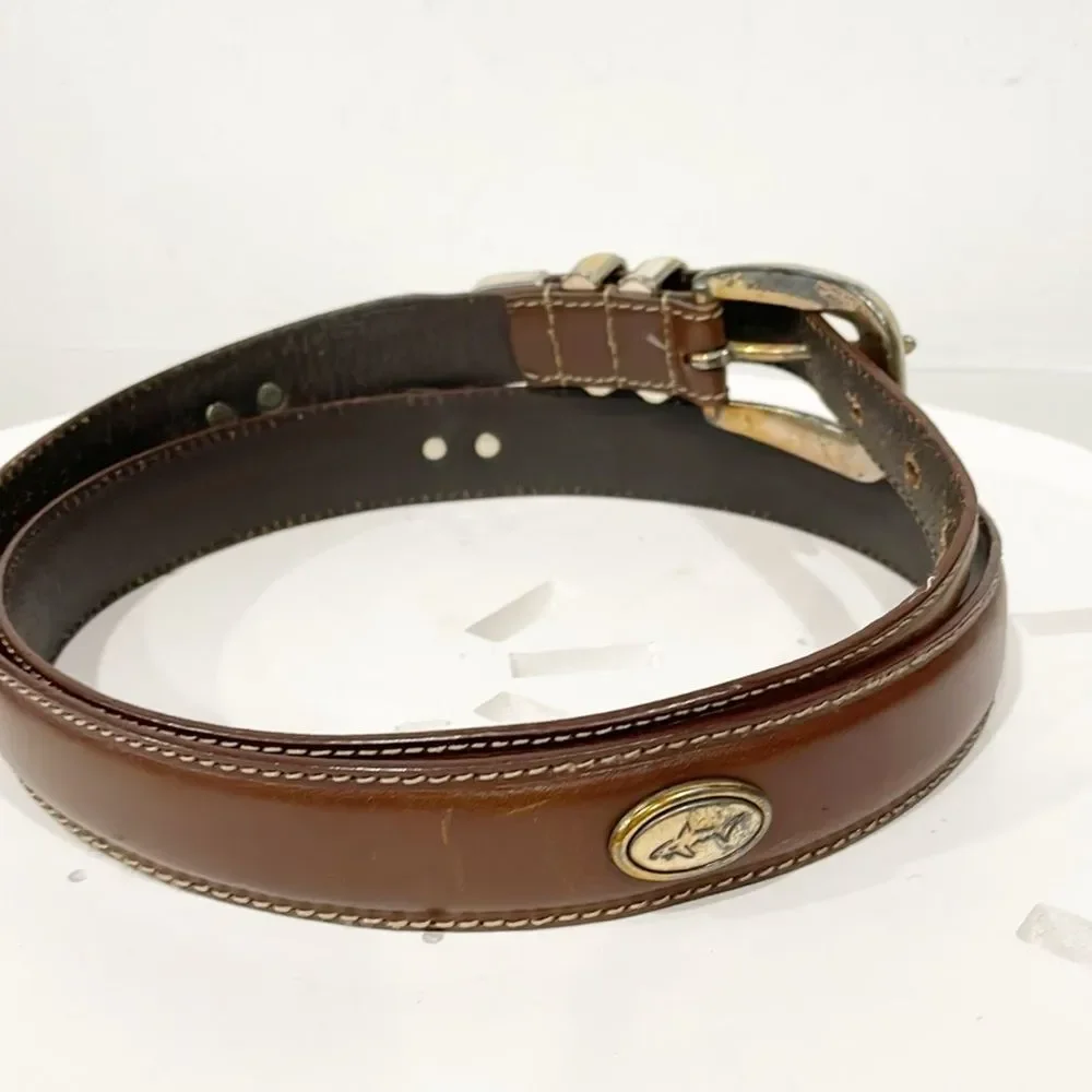 Greg Norman‎ Mens golf belt Genuine leather with shark conchos Sz 40 Brown